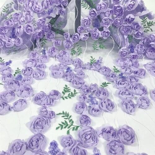 Beautiful and fashionable 3D three-dimensional flower sequin embroidery, French tulle lace, suitable for ladies' cute skirts