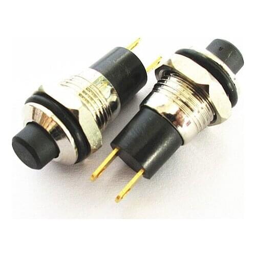 HOT NEW Power switch one-way lock switch round metal button Black red hole 10mm 2PIN