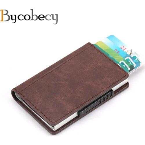 Bycobecy Magnetic Buckle Card Wallet Business Metal Card Purse Bank Card Box RFID Blocking Card Holder Minimalist Wallet Holder