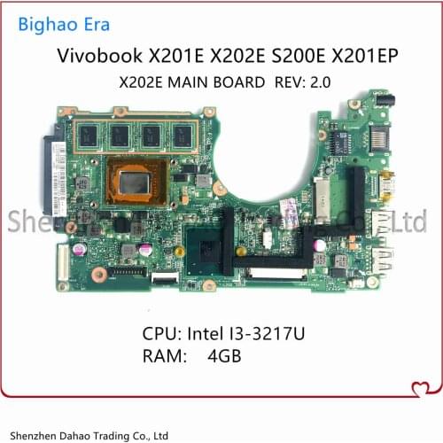 X201E X202E Laptop Motherboard For Asus X202E X201E S200E X201EP Original Notebook Mainboard With I3-3217U CPU 4GB-RAM 100% Test