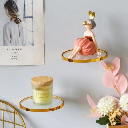 Metal Wall Mounted Shelf Glass Floating Shelves for Girl Bedroom Decorations Children Room Nursery Living Room Decor Organizer