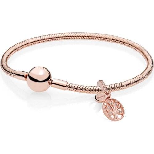 NEW Book Di 925 Sterling Silver Rose Family Tree Bracelet Gift Set fit DIY Original charm Bracelets jewelry A set of prices