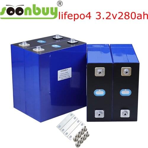 NEW 3.2v280ah lifepo4 rechargeable battery lithium iron phosphate solar cell 12v 24v no 280ah eu tax free usa fast ship