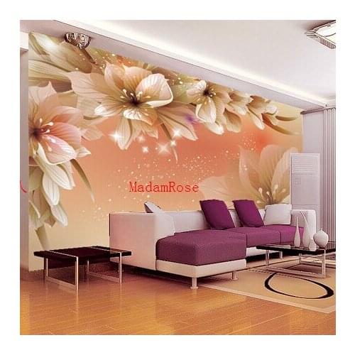 Wholesale Bacaz Tulip flower Wallpaper 3d wall photo mural for TV background living room 3d Flower Wall paper murals