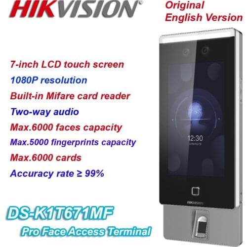 Original Hikvision DS-K1T671MF Pro Face Fingerprints Recognition Access Terminal IP Doorbell Doorphone Video Intercom