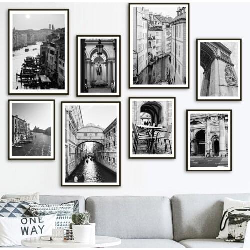 Nordic Posters And Prints Venice Sighs Bridge Triomphe Black White Wall Art Canvas Painting Wall Pictures For Living Room Decor