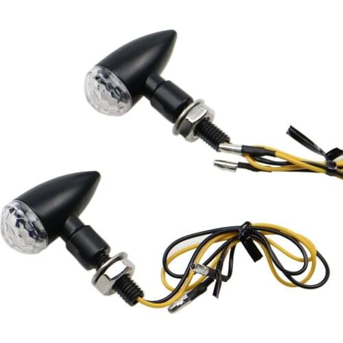 Clear Lens Mini Black Bullet Turn Signal Indicator Light For Cafe Racer Cruiser