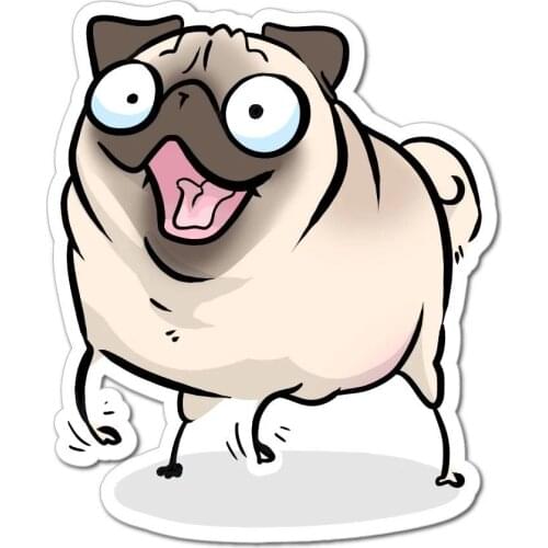 S40806# Various Sizes Funny Self-adhesive Decal White Pug Car Sticker Waterproof Auto Decors on Bumper Rear Window