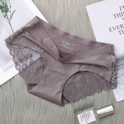 Sexy Women Lace side Underwear Seamless Breathable Hollow Briefs Solid Color Woman Nylon Low Rise Lingerie Sexy Underwear