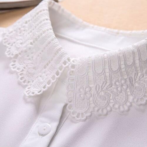 Adult Chiffon Floral Lace Fake Collar for Women Lapel Button Down Detachable Lapel Half Shirt False Collars Girls Nep Kraagie