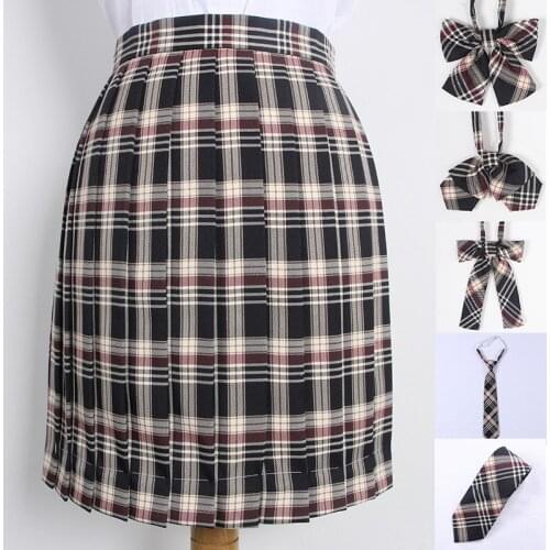 School Dresses Japanese Girl Black Plaid Pleated Skirts School Half Skirt School Uniform Cosplay Mini Sailor Suit Short Skirts