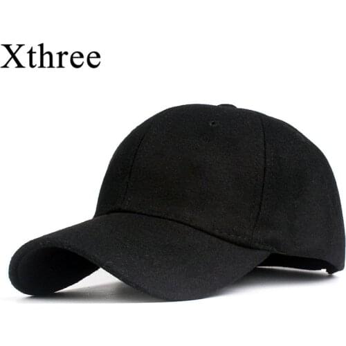 Xthree solid mens wool baseball cap winter cap warm bone snapback hat gorras fitted hats for women