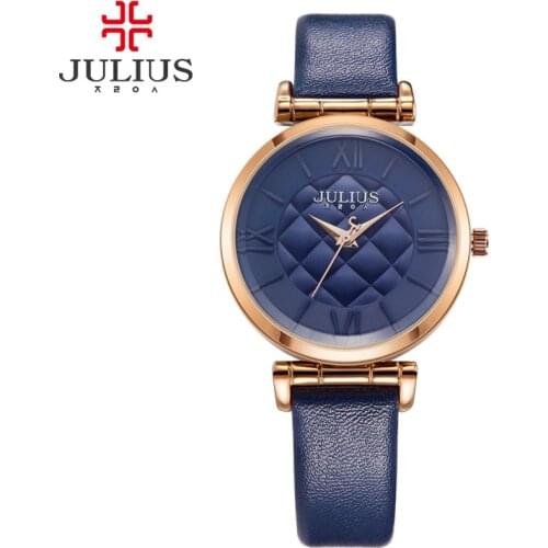 New Lady Womens Watch Japan Quartz Fine Fashion Checkerboard Hours Dress Bracelet Leather School Girl Birthday Gift Julius