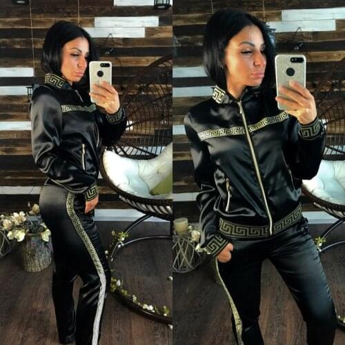 New 2pcs Women Sweatsuit Spring Autumn Sports Casual Suit Slim Fit Jogging Sweatshirt Pants Set Simple Streetwear Suit