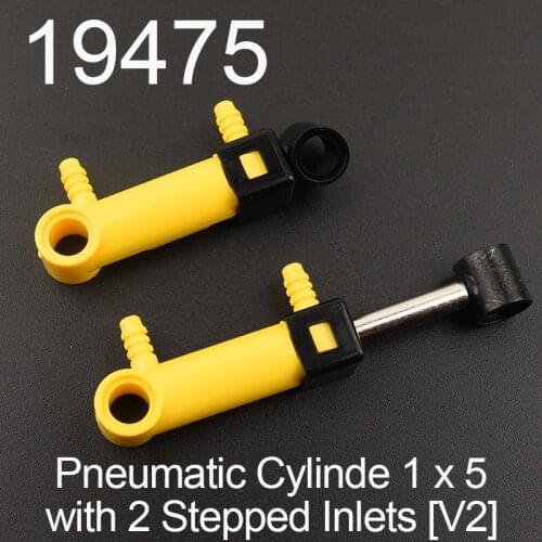 19475 High-Tech Pneumatic Cylinder 1x5 with 2 Stepped Inlets Building Block Bricks Accessories Parts MOC Education Build Toys