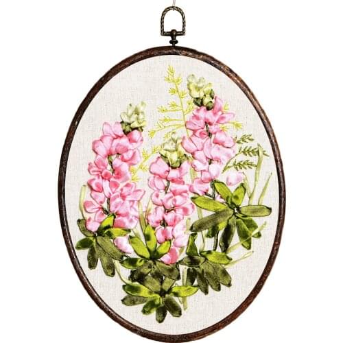 37x30cm Elegant series of flowers Ribbon embroidery kit stain painting set handcraft kit DIY handmade needlework art home decor