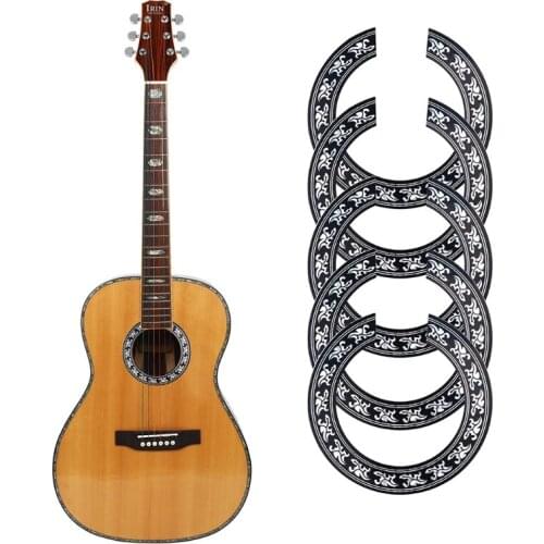 5 Sheets Guitar Soundhole Decal Self-adhesive Rosette Inlaid Sound Hole Ring Sticker Decoration for Classical Guitar G99D