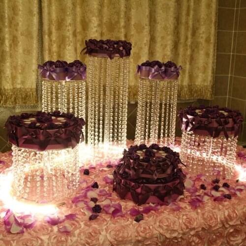 5pcs Crystal Wedding Round Cake Stand Cupcake Stand Wedding Birthday cake display shelf Wedding Party Centerpiece Cake Decor