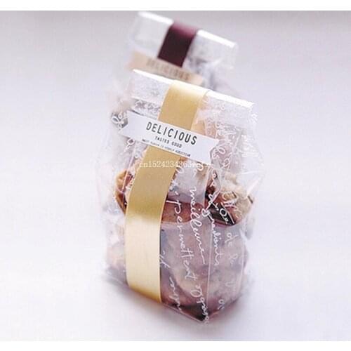 500pcs Board Semi Clear Bread Toast Cellophane Bags For Wedding DIY Cake Matte Plastic Cookies Bag With Paper