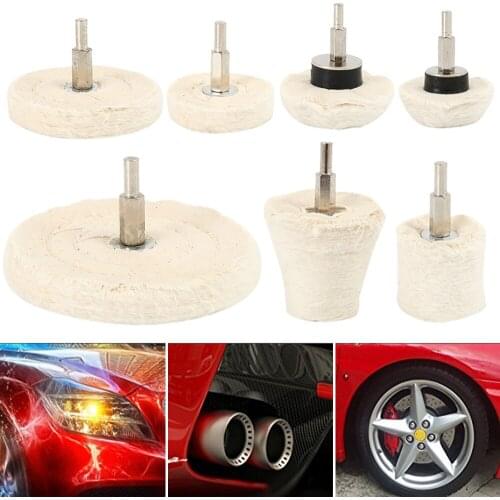 7pcs Wool Felt Polishing Buffing Round Wheel Grinding Pad Car Polishing Disc Auto Wheel Washing Care Rotary Tools Accessories