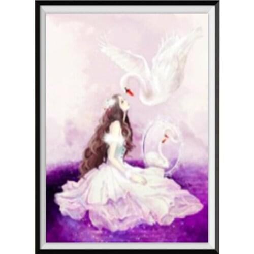 DIY 5D diamond drawing cartoon swan princess children home decoration pattern handmade New Year gifts