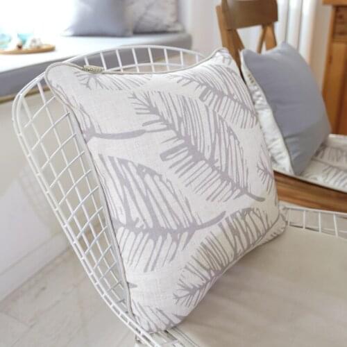 DUNXDECO Cushion Cover Decorative Pillow Case Cojines Nordic Gray Plants Basjoo Leaves Linen Cotton Sofa Decoration Coussin