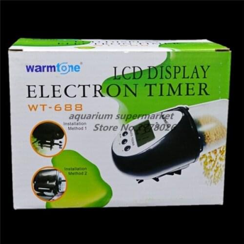 1 piece warmtone WT-688 plastic black and white LED display electron timer automatic feeder for aquarium