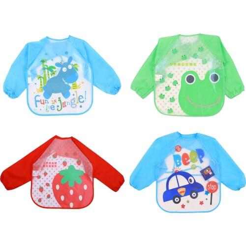 Long Sleeve Baking Eating Apron Waterproof DIY Drawing Painting Smock Kids Children Craft Art for Home Travel Outdoor