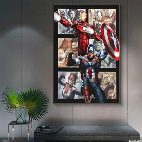 Canvas Painting Marvel Avengers Superhero Character Hulk Thor Comic Poster Print Wall Art Picture for Living Room Decoration
