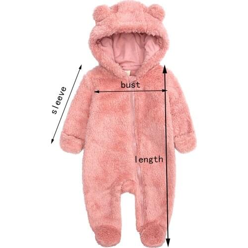 Cute Plush Bear Baby Rompers Newborn Baby Girl Boy Jacket Fleece Hooded Footed Coat Outerwear Romper Jumpsuit vetement fille