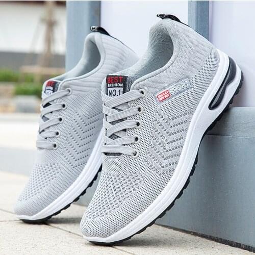 Men Shoes Summer Brand Fashion Men Casual Shoes Lightweight Breathable Men Sneakers Lace Up Gray White Black Red Tenis Man Shoes