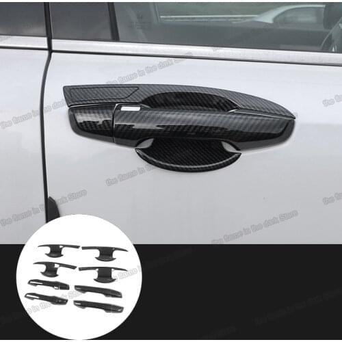 Lsrtw2017 carbon fiber abs car door handle bowl trims chrome for honda crv 2017 2018 2019 2020 2021 accessories cr-v 5 styling