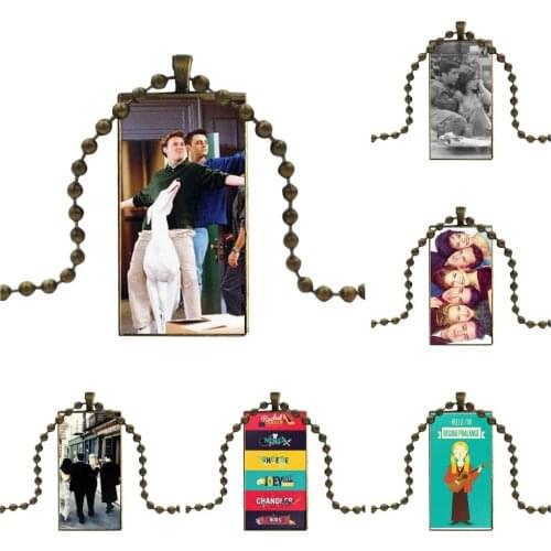 Friends Tv Show Series Sitcom Fashion Glass Cabochon Pendant Necklace With Women Bronze Plated Statement Jewelry For Women Gift