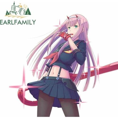 EARLFAMILY 13cm x 12.4cm For Zero Two Car Truck Decal Waterproof Car Stickers Personality Sticker Sunscreen for VAN ATV