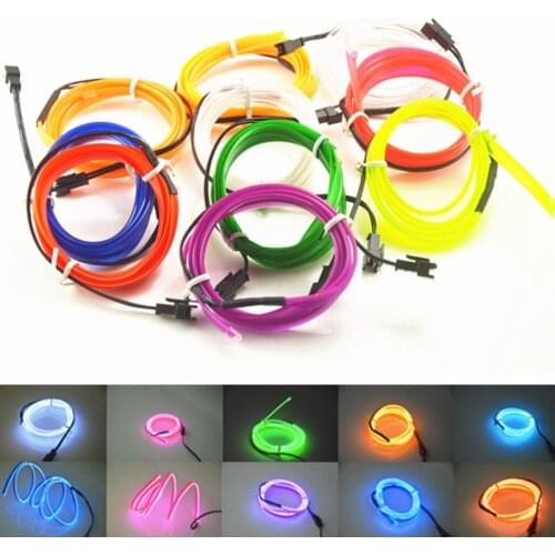 Unusual 1m Car Styling Flexible Neon Light Glow EL Wire Strip LED Neon Lights Car waterproof led Decoration strip