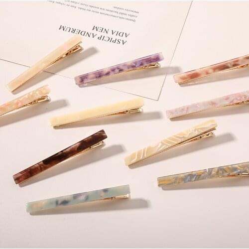 New Fashion Acetic Acid Hair Clip Duckbill Clip Fresh Cute Side Clip Word Clip Long Clip Headdress Hair Accessories WomenSY138