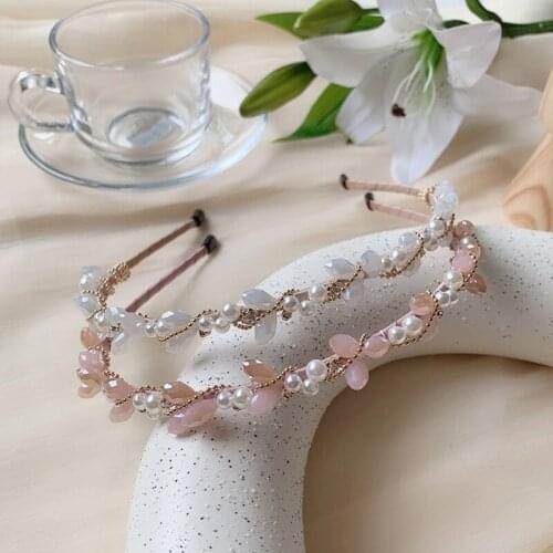 Internet Celebrity Ins Girl Sweet Crystal Pearl Press Hair Hoop Temperament Hairband Hair Clip Head Jewelry