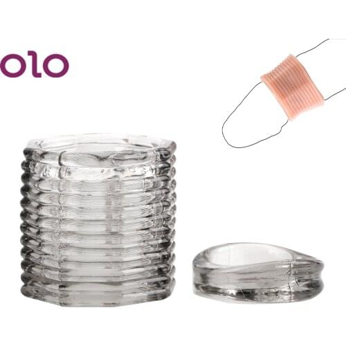 OLO 1 Pair Penis Sleeve Two Sizes Screw Shape Penis Ring Delay Ejaculation Male Chastity Device Sex Toys For Men Adult Products