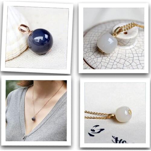 18k Rose Gold Natural Jasper Pendants HeTian Jade Fine Jewelry Necklace Fashion Gift For Women Anniversary, Birthday, Christmas