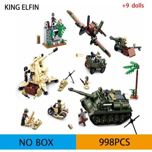 Aircraft tank rocket fortress military base model small particle assembly building block boys birthday present 998PCS