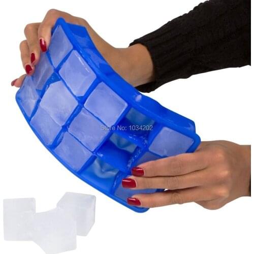 Silicone Ice Cube Tray 15 Perfect Square Ice Tray Superior Mold With Flexible Easy Release Ice Cube Maker Mould free Shipping