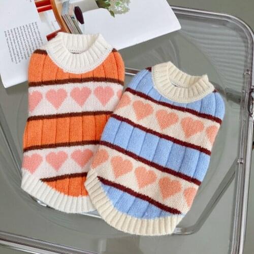 Cute Heart Cat Dog Sweater Knit Apparel Winter Chihuahua Yorkshire Terrier Pomeranian Maltese Poodle Bichon Schnauzer Clothing