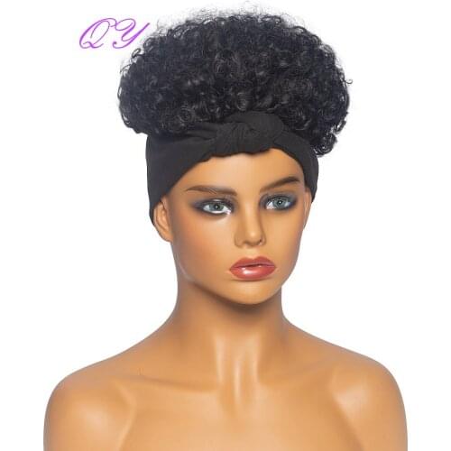 Synthetic Headband Women Wigs Natural Black Short Afro Kinky Curly For Women’s Wig Soft Fluffy Daily Wear African Lady Hair Wigs