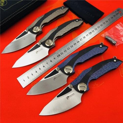 VENOM BONE DOCTOR M390 Titanium CF Flipper folding knife outdoor camping hunting survival pocket kitchen fruit knives EDC tools