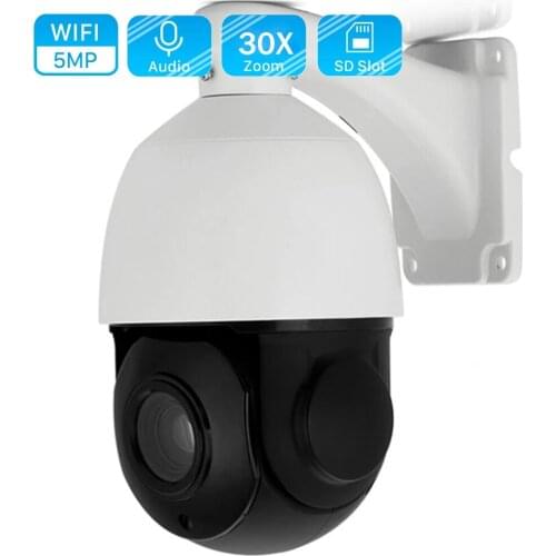 Outdoor PTZ IP Camera WIFI 30X Zoom 4.7-94mm 2MP 5MP Speed Dome Surveillance Camera Two Way Audio 80m IR Onvif IP66