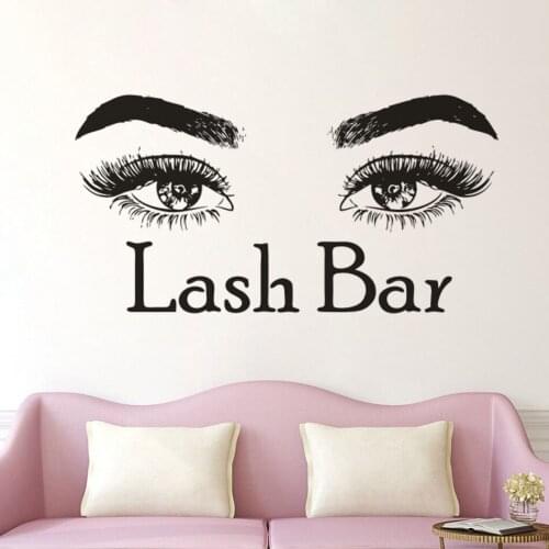 Beauty Studio Wall Sticker Lash Bar Logo Vinyl Wall Art Decal Eyelashes Makeup Vinyl Window Sticker Beauty Salon Home Art Mural