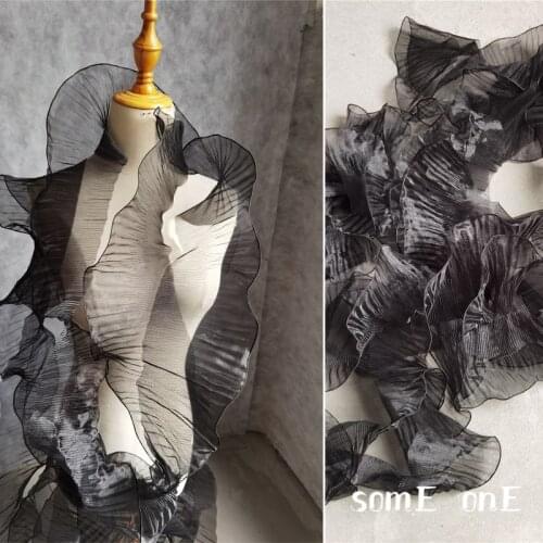 Wave Ruffles Lace Trimming Microfolds Black Organza DIY Patchwork Cuffs Neckline Wedding Dress Gown Designer Accessories