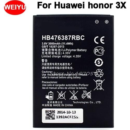 High quality 3000mAh HB476387RBC Battery for Huawei Honor 3X G750 B199 MTK6592