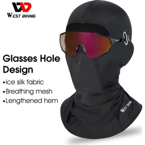 WEST BIKING Summer Cycling Ice Silk Mask Breathable Windproof Balaclava Helmet Hat Bicycle Motorcycle Headgear Face Scarf