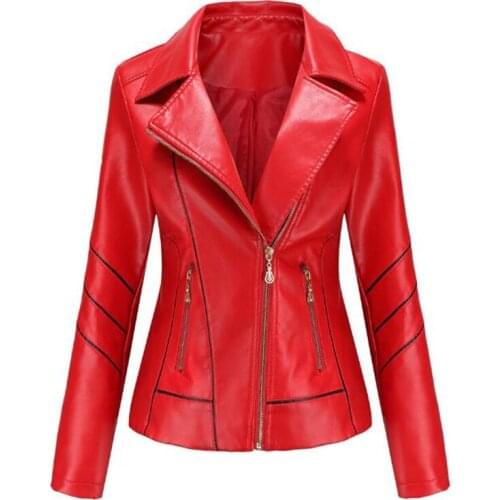 New Autumn Women Leather Jacket Casual Lapel Slim Leather Jacket Women Fashion Urban Leisure Pu Zipper Short Leather Women